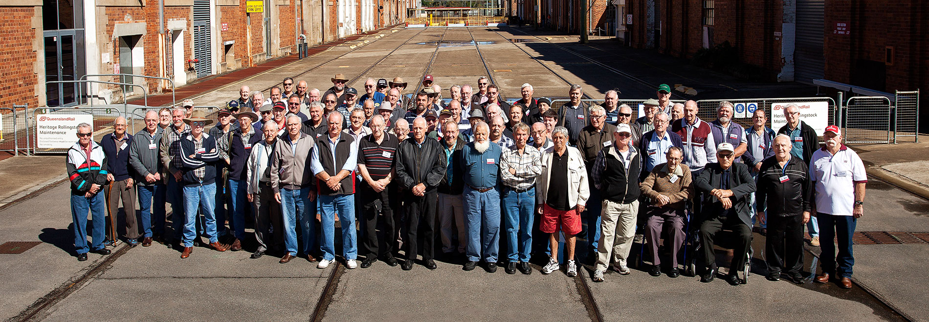 workers club Ipswich railways workshop group of past workers on train lines
