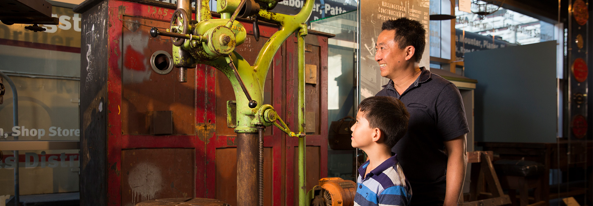 Father and son discover railway mechanism 